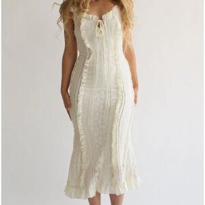 Ivory Ruffle-Trim Maxi Dress
